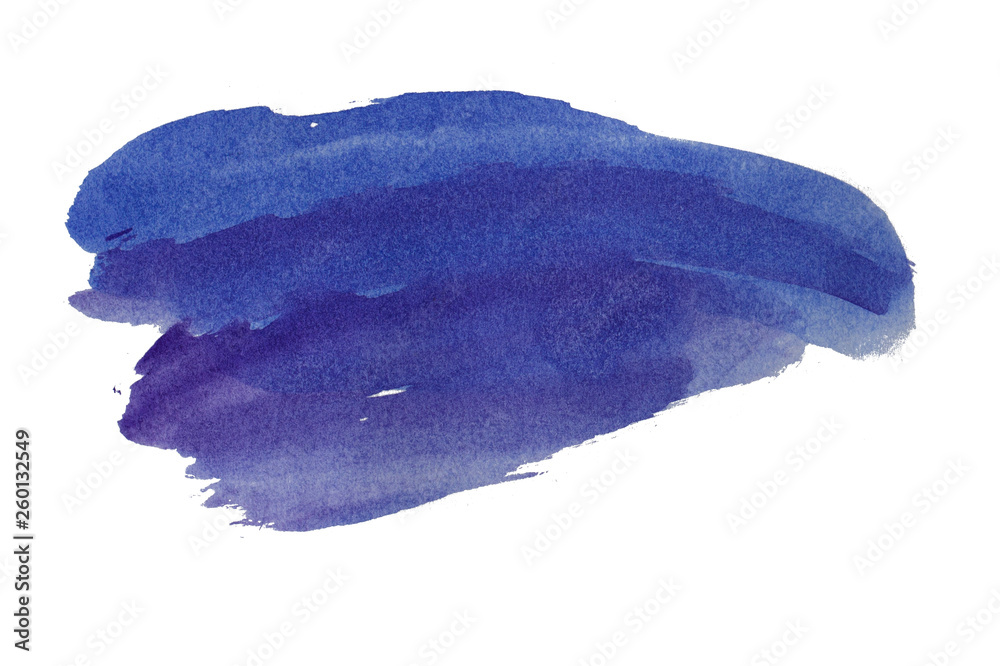 Fototapeta premium Abstract watercolor spot on white textured paper. Isolated. Hand-drawn background. Aquarelle brush stains on paper. For design, web, card, text, decoration, surfaces. Copy Space.