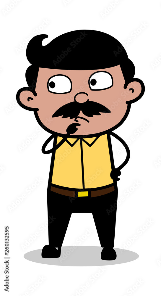 Thinking - Indian Cartoon Man Father Vector Illustration