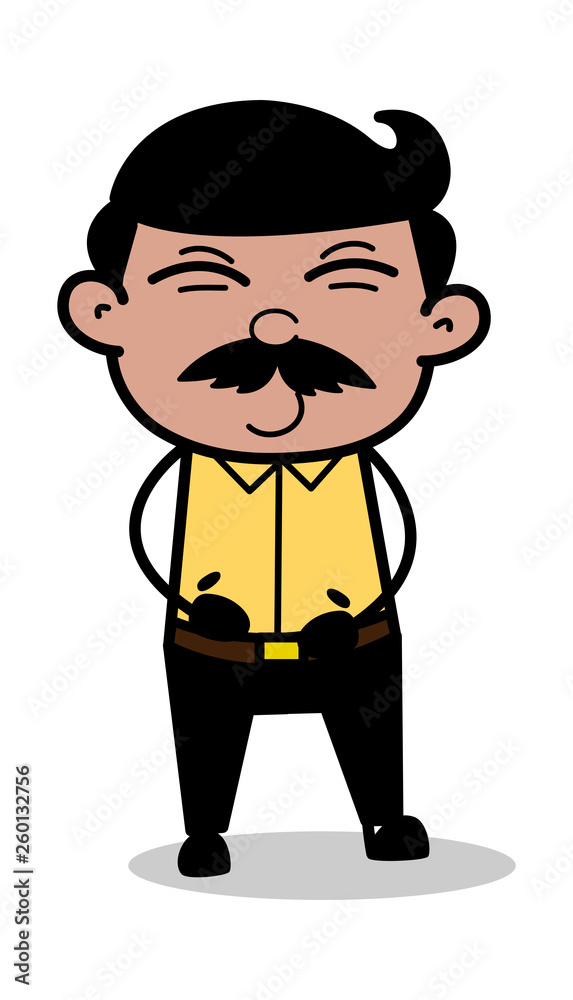 Happiness - Indian Cartoon Man Father Vector Illustration