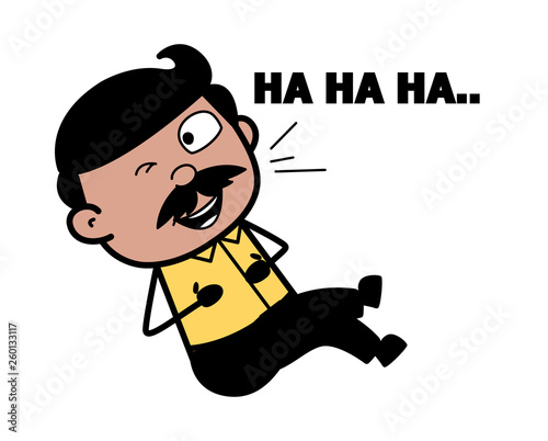 Laughing with Winking Eye - Indian Cartoon Man Father Vector Illustration