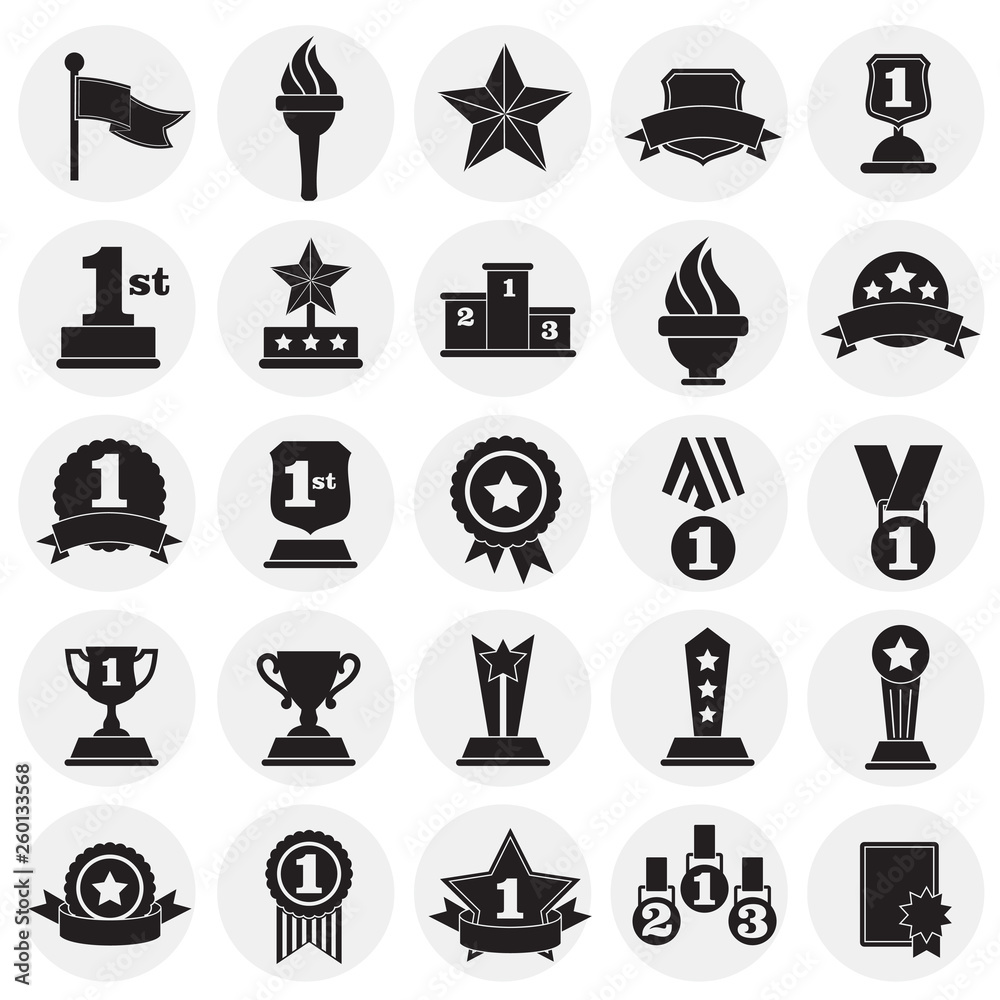 Awards icons set on circles white background for graphic and web design. Simple vector sign. Internet concept symbol for website button or mobile app. Awards icons set on circles white background for graphic and web design. Simple vector sign. Internet concept symbol for website button or mobile app.