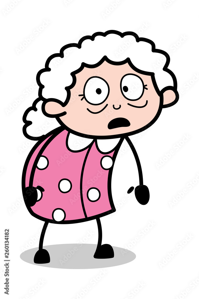 Terrified - Old Cartoon Granny Vector Illustration Terrified - Old Cartoon Granny Vector Illustration