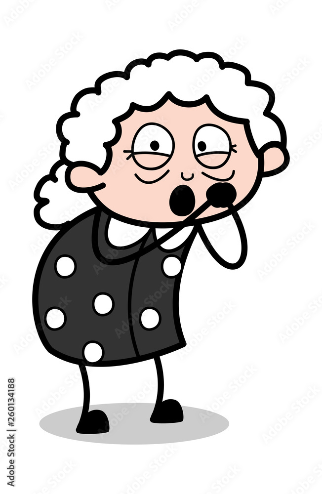 Cheering - Old Cartoon Granny Vector Illustration Cheering - Old Cartoon Granny Vector Illustration