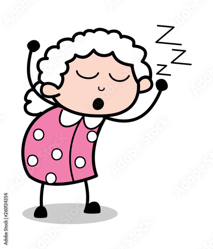 Relax - Old Cartoon Granny Vector Illustration