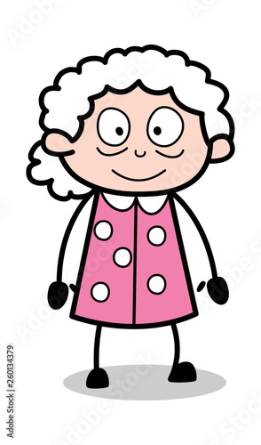 Surprised - Old Cartoon Granny Vector Illustration