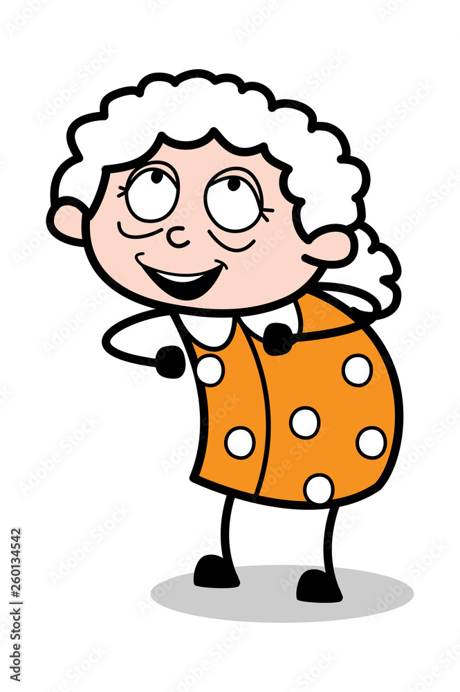 Enjoying - Old Cartoon Granny Vector Illustration Enjoying - Old Cartoon Granny Vector Illustration