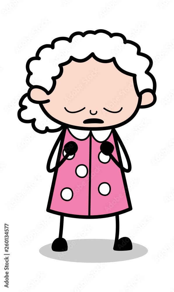 Upset - Old Cartoon Granny Vector Illustration