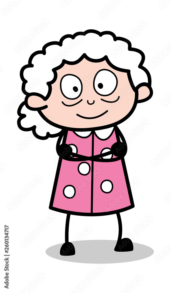 Open-Eyed - Old Cartoon Granny Vector Illustration Open-Eyed - Old Cartoon Granny Vector Illustration