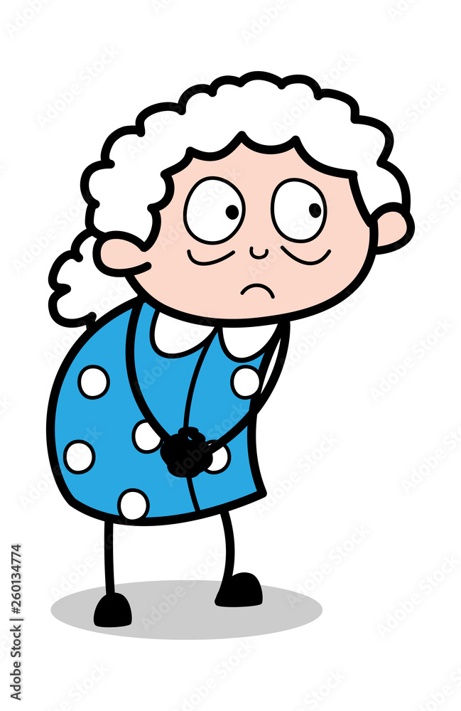 Worried - Old Cartoon Granny Vector Illustration Worried - Old Cartoon Granny Vector Illustration