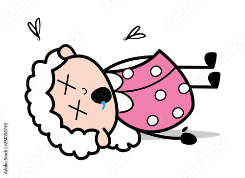 Dead - Old Cartoon Granny Vector Illustration
