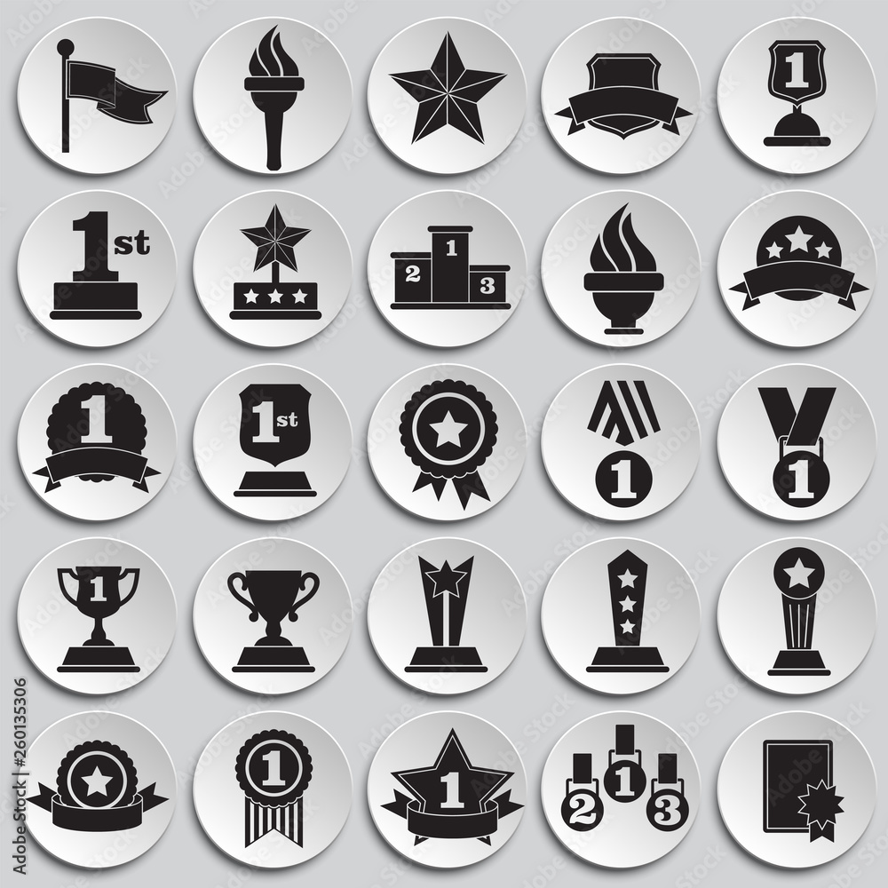 Awards icons set on plates background for graphic and web design. Simple vector sign. Internet concept symbol for website button or mobile app. Awards icons set on plates background for graphic and web design. Simple vector sign. Internet concept symbol for website button or mobile app.