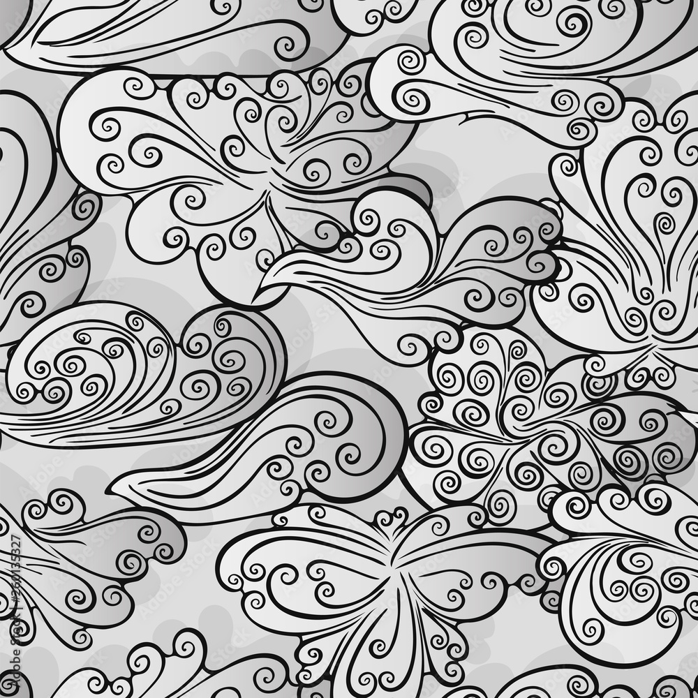 Seamless pattern with clouds. Vector illustration.