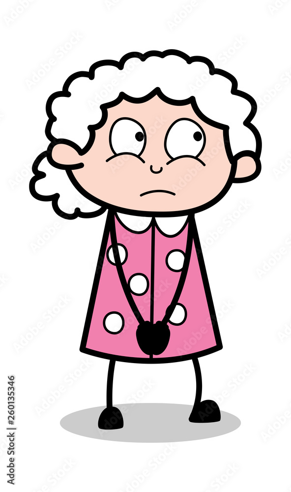 Concerned - Old Cartoon Granny Vector Illustration Concerned - Old Cartoon Granny Vector Illustration