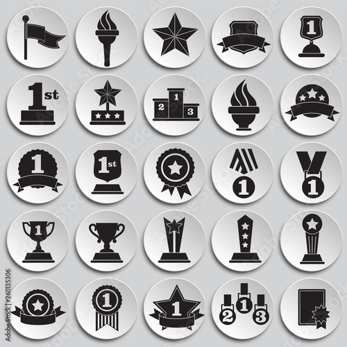 Awards icons set on plates background for graphic and web design. Simple vector sign. Internet concept symbol for website button or mobile app.