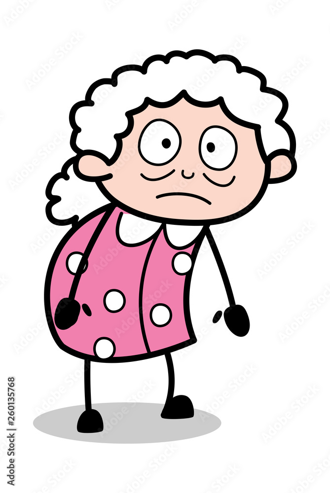 Afraid - Old Cartoon Granny Vector Illustration Afraid - Old Cartoon Granny Vector Illustration