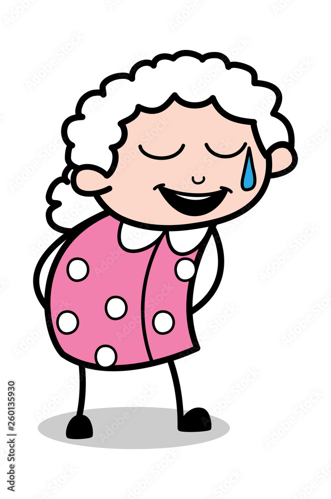 Laughing Expression - Old Cartoon Granny Vector Illustration Laughing Expression - Old Cartoon Granny Vector Illustration