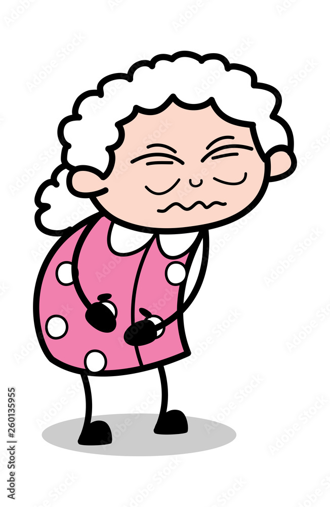 Stomach Pain - Old Cartoon Granny Vector Illustration Stomach Pain - Old Cartoon Granny Vector Illustration