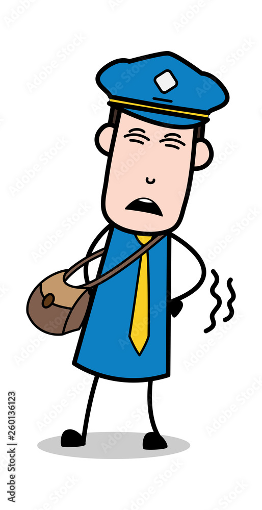 Screaming in Backache - Postman Cartoon Courier Guy Vector Illustration Screaming in Backache - Postman Cartoon Courier Guy Vector Illustration
