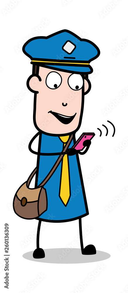 Reading Messages - Postman Cartoon Courier Guy Vector Illustration Reading Messages - Postman Cartoon Courier Guy Vector Illustration