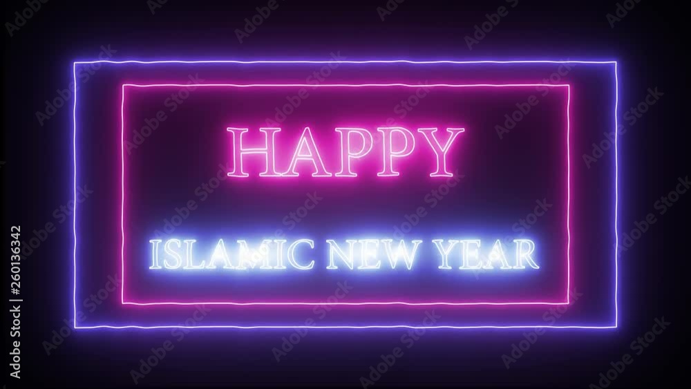 Animation flashing neon sign Happy New Year Animation flashing neon sign Happy New Year
