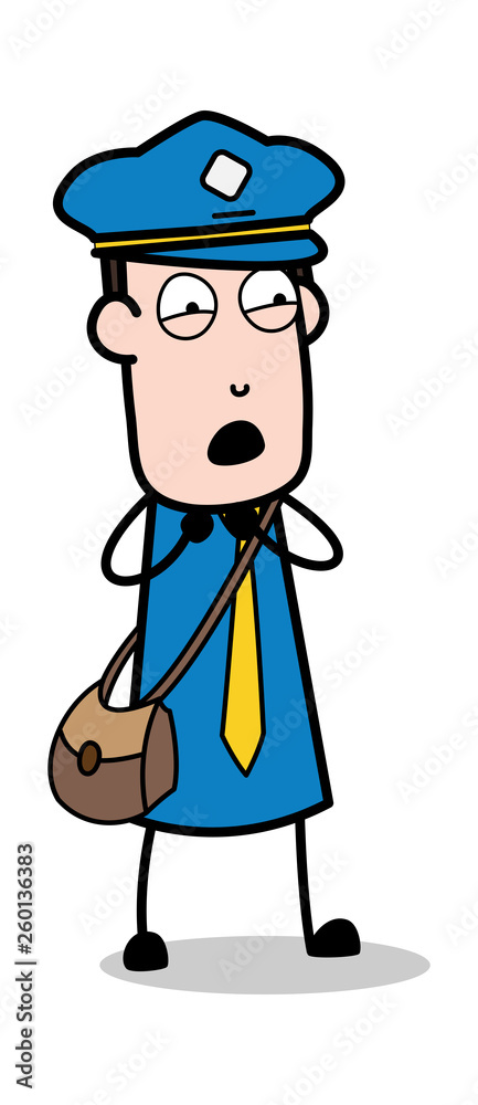 Worried - Postman Cartoon Courier Guy Vector Illustration Worried - Postman Cartoon Courier Guy Vector Illustration