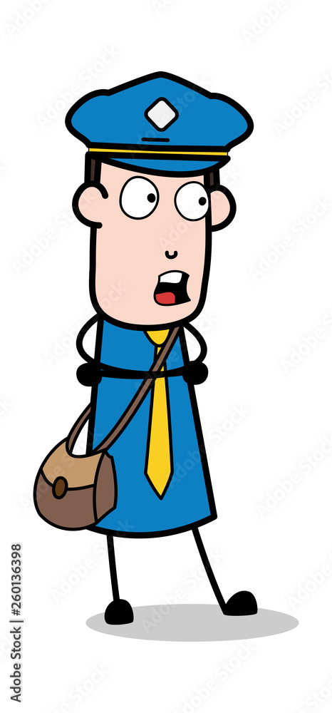Speaking - Postman Cartoon Courier Guy Vector Illustration Speaking - Postman Cartoon Courier Guy Vector Illustration
