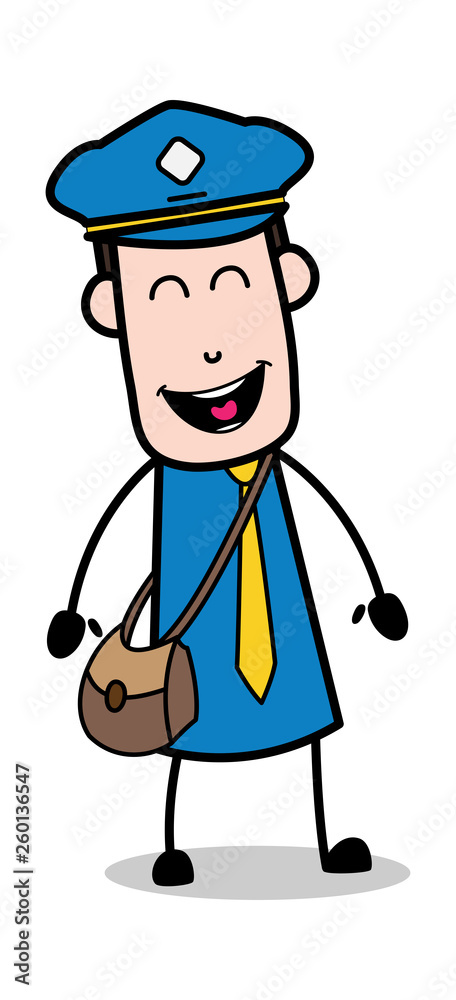 Laughing - Postman Cartoon Courier Guy Vector Illustration