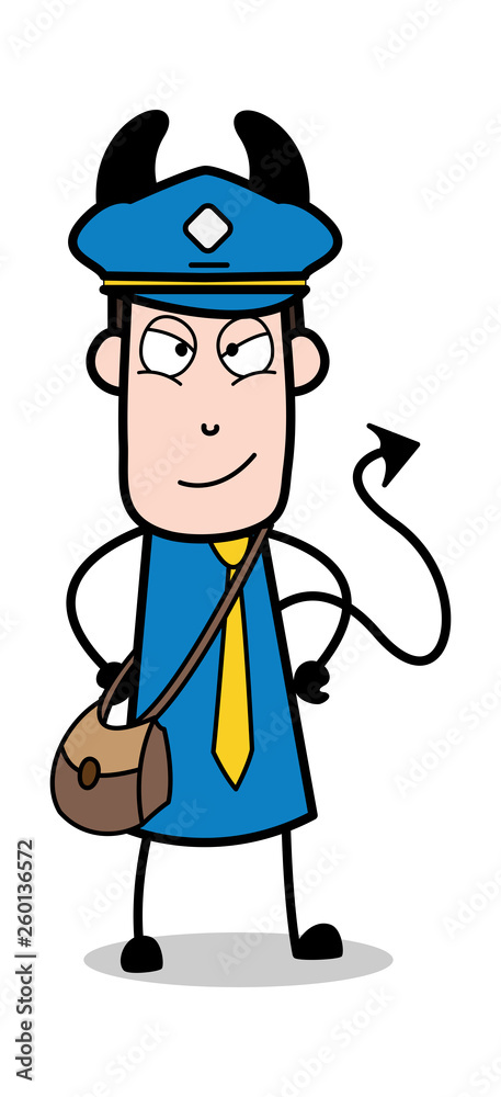 Devil - Postman Cartoon Courier Guy Vector Illustration Devil - Postman Cartoon Courier Guy Vector Illustration