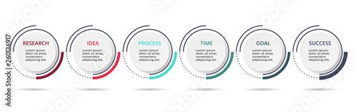Business data visualization. Process chart. Elements of graph, diagram with 6 steps, options, parts or processes. Vector business template for presentation. Creative concept for infographic