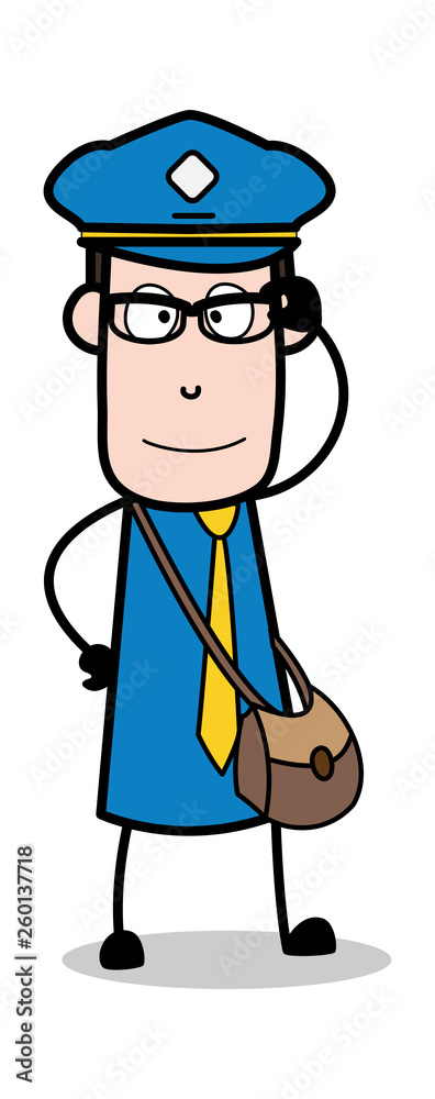 Trendy Glasses Frame - Postman Cartoon Courier Guy Vector Illustration Trendy Glasses Frame - Postman Cartoon Courier Guy Vector Illustration