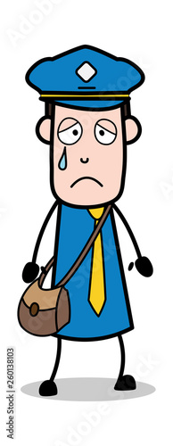Stressful - Postman Cartoon Courier Guy Vector Illustration