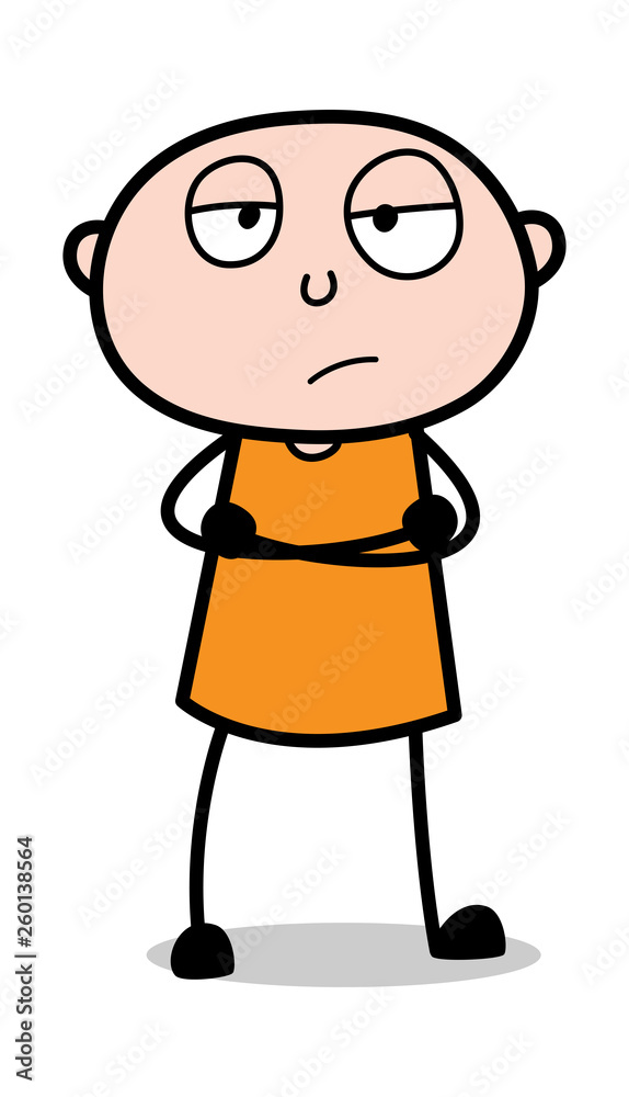 Unhappy Expression - Cartoon thief criminal Guy Vector Illustration