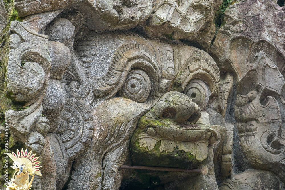 Goa Gajah temple entrance. Goa Gajah, or Elephant Cave, is located on the island of Bali near Ubud, in Indonesia