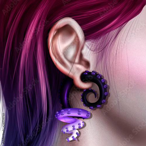  Ear with octopus earring