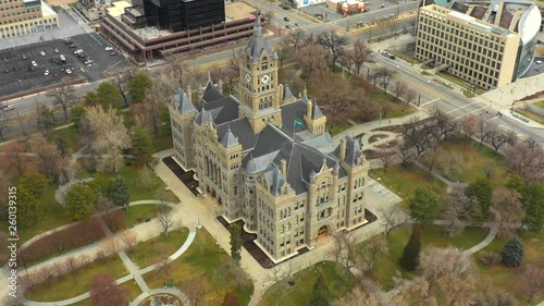 Aerial video Salt Lake City Council Office flyover photo