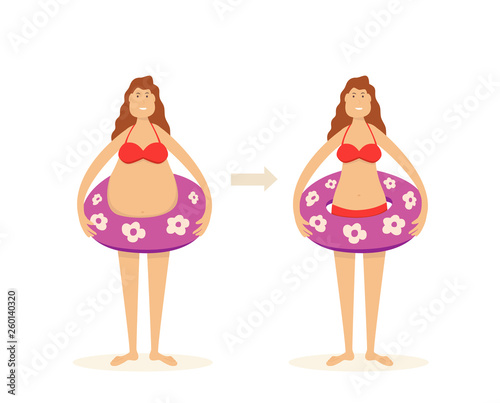 Woman with Life Ring Before and After