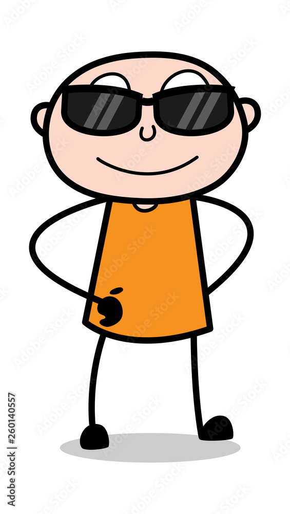 Trendy Sunglasses on Face - Cartoon thief criminal Guy Vector Illustration