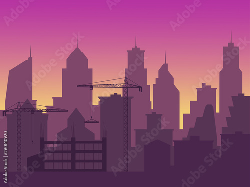 construction of a new skyscraper, an increase in the city, urbanization. EPS-10