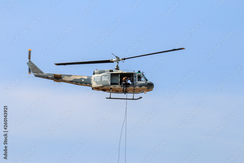Military helicopter show on children's Day in Chiang Mai,Thailand Military helicopter show on children's Day in Chiang Mai,Thailand