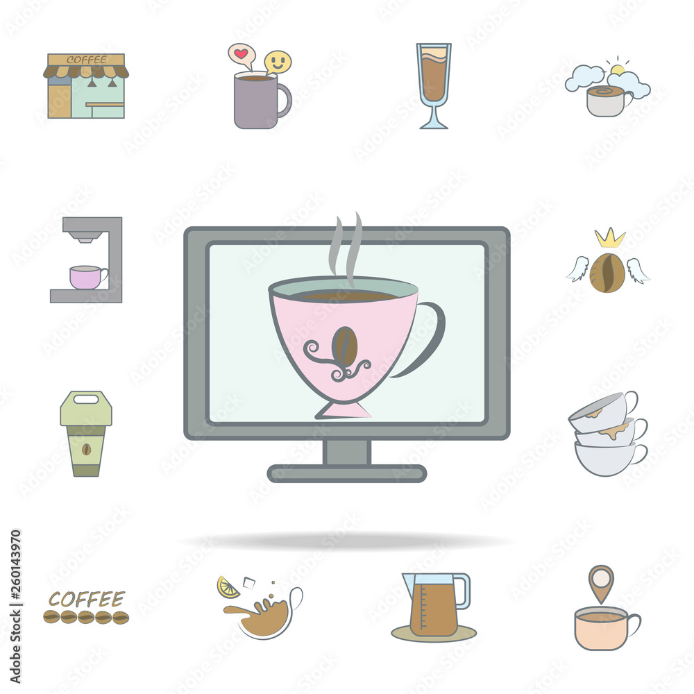 cup of coffee in monitor icon. coffee icons universal set for web and mobile cup of coffee in monitor icon. coffee icons universal set for web and mobile
