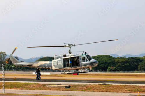 Military helicopter show on children s Day in Chiang Mai Thailand