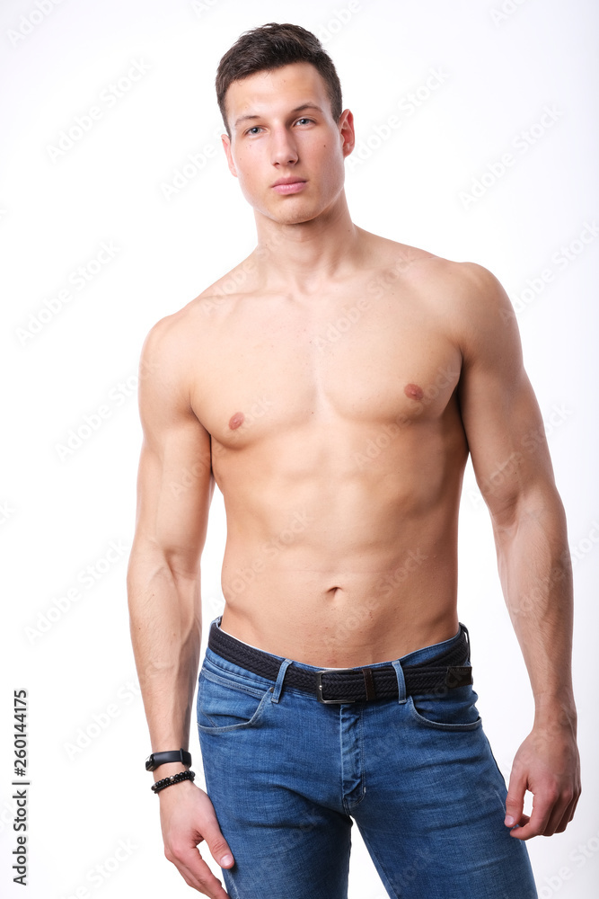 Studio shoot of young sport man shirtless. Studio shoot of young sport man shirtless.