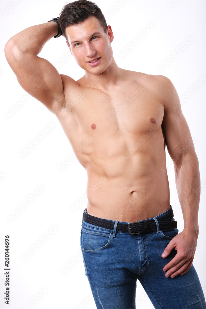 Studio shoot of young sport man shirtless. Studio shoot of young sport man shirtless.