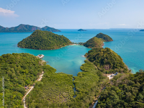 Aerial view to small Ko Ngam island on the south of Koh Chang island, Thailand