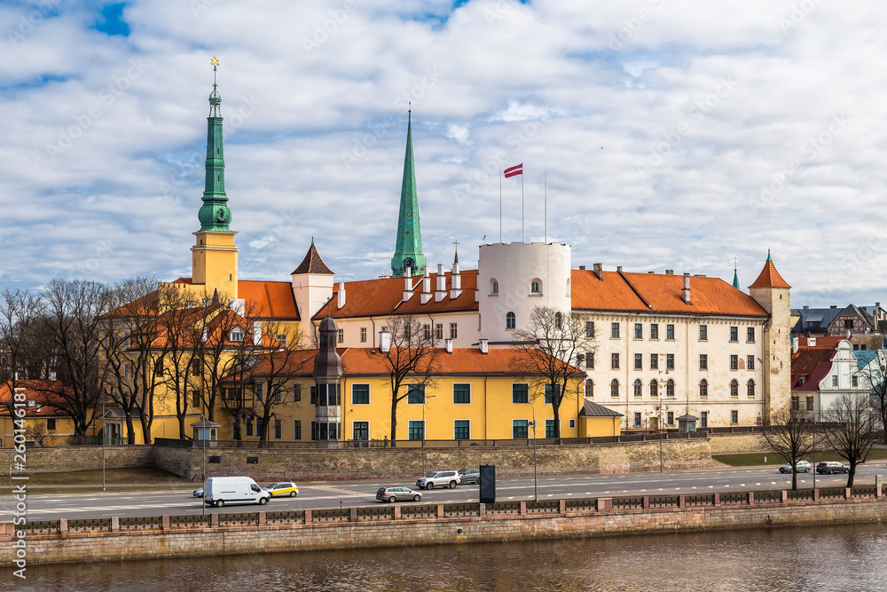 Riga Castle on the banks of the Daugava River