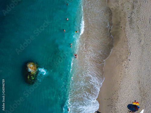 Canvas Print Aerial View From Flying Drone Of People Relaxing