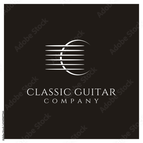 Luxury Music Instrument Guitar Strings with Hole as Initial Letter C logo symbol for musician guitarist
