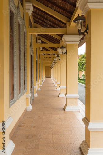 A Long Corridor at the Royal Palace  Phnom Penh  Cambodia