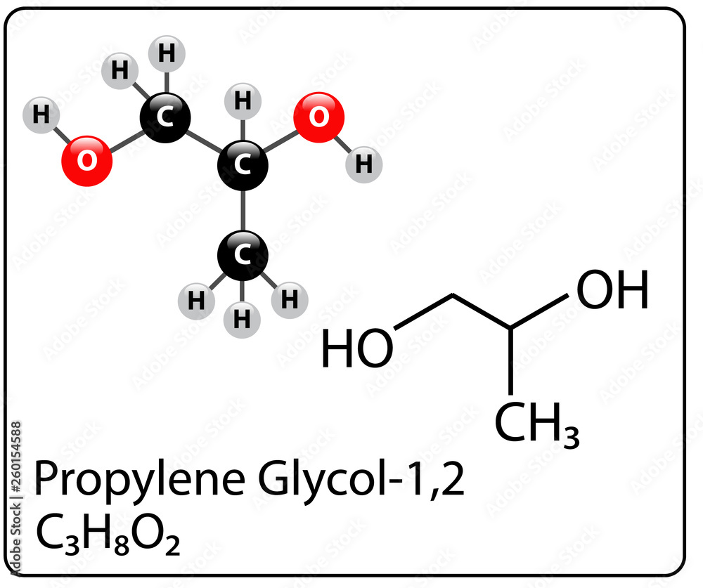 Propylene Glycol-1,2 Molecule Structure Propylene Glycol-1,2 Molecule Structure