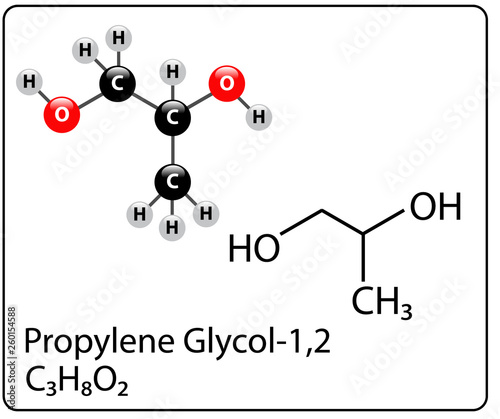 Propylene Glycol-1,2 Molecule Structure